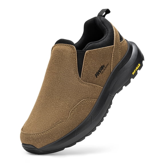 FitVille Men's Extra Wide Slip on Hiking Shoes with Arch Support Wide Toe Box