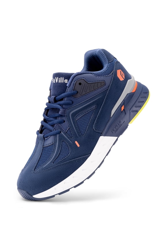 Men's Wide Walking Shoes Comfort Sneakers for Men with Arch Support, Majolica Blue, 14 Wide