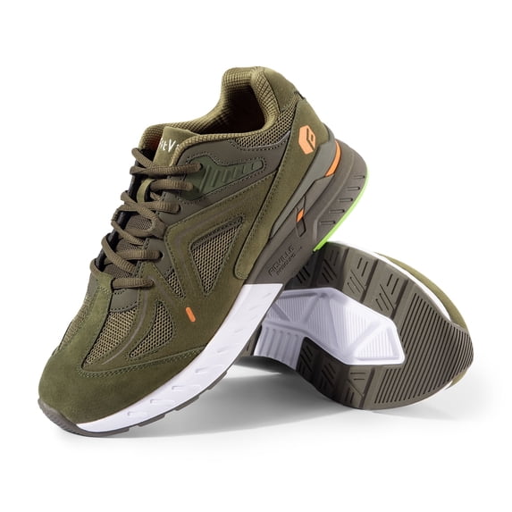 FitVille Wide Walking Shoes for Men Athletic Sneakers with Arch Support, Army Green, 10.5 Wide