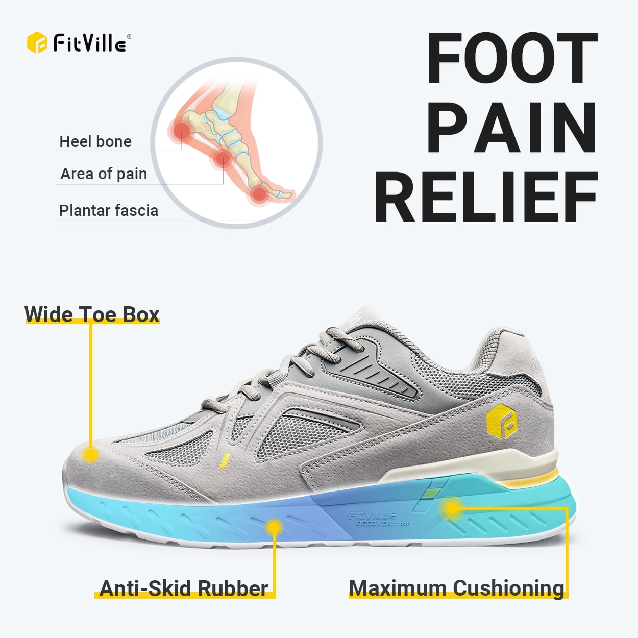 FitVille Men's Extra Wide Walking Shoes Casual Comfortable