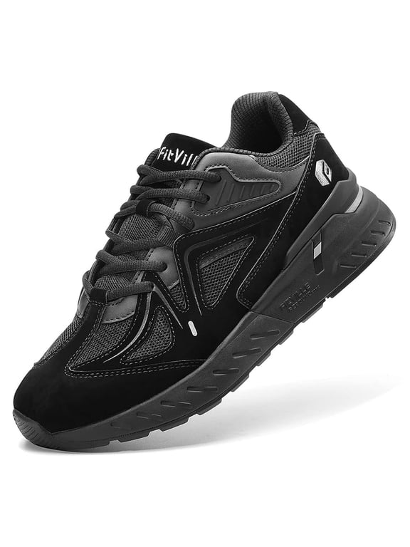 Mens Extra Wide Walking Shoes Sneakers for Men with Arch Support, All Black, 10.5 Xx-Wide