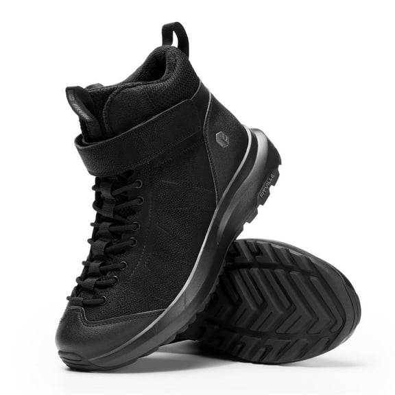 FitVille Men's Extra Wide Warm Fur Lining Winter Snow Boots Non-Slip Snow Boots for Men Winter Shoes With Hook and Loop Outdoor