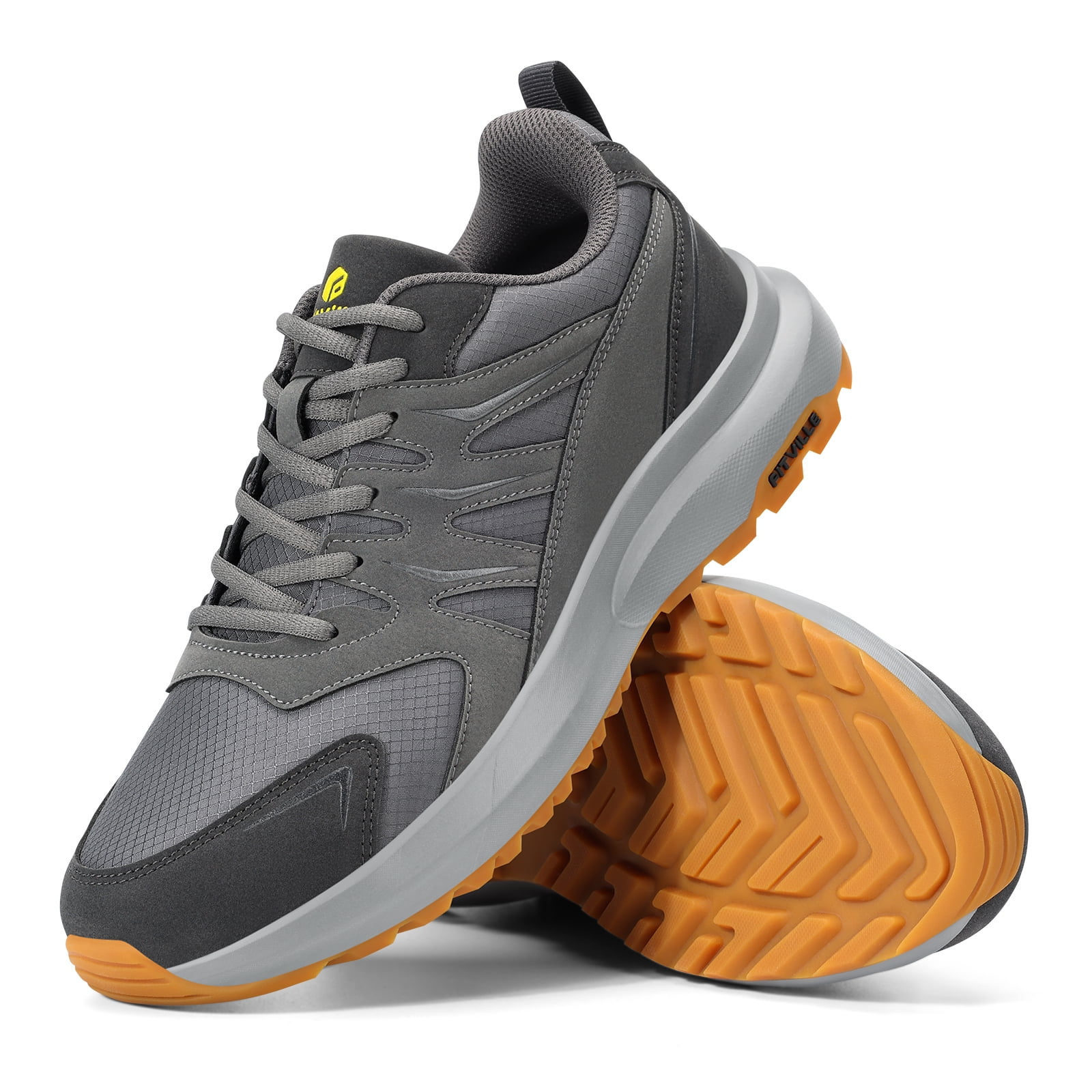 FitVille Men's Extra Wide Hiking Shoes Outdoor Sneakers with Arch Support & Superior Cushioning for Men