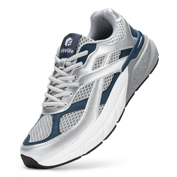 FitVille Men's Wide Walking Shoes with Arch Support for Flat Feet Heel Pain Relief Plantar Fasciitis