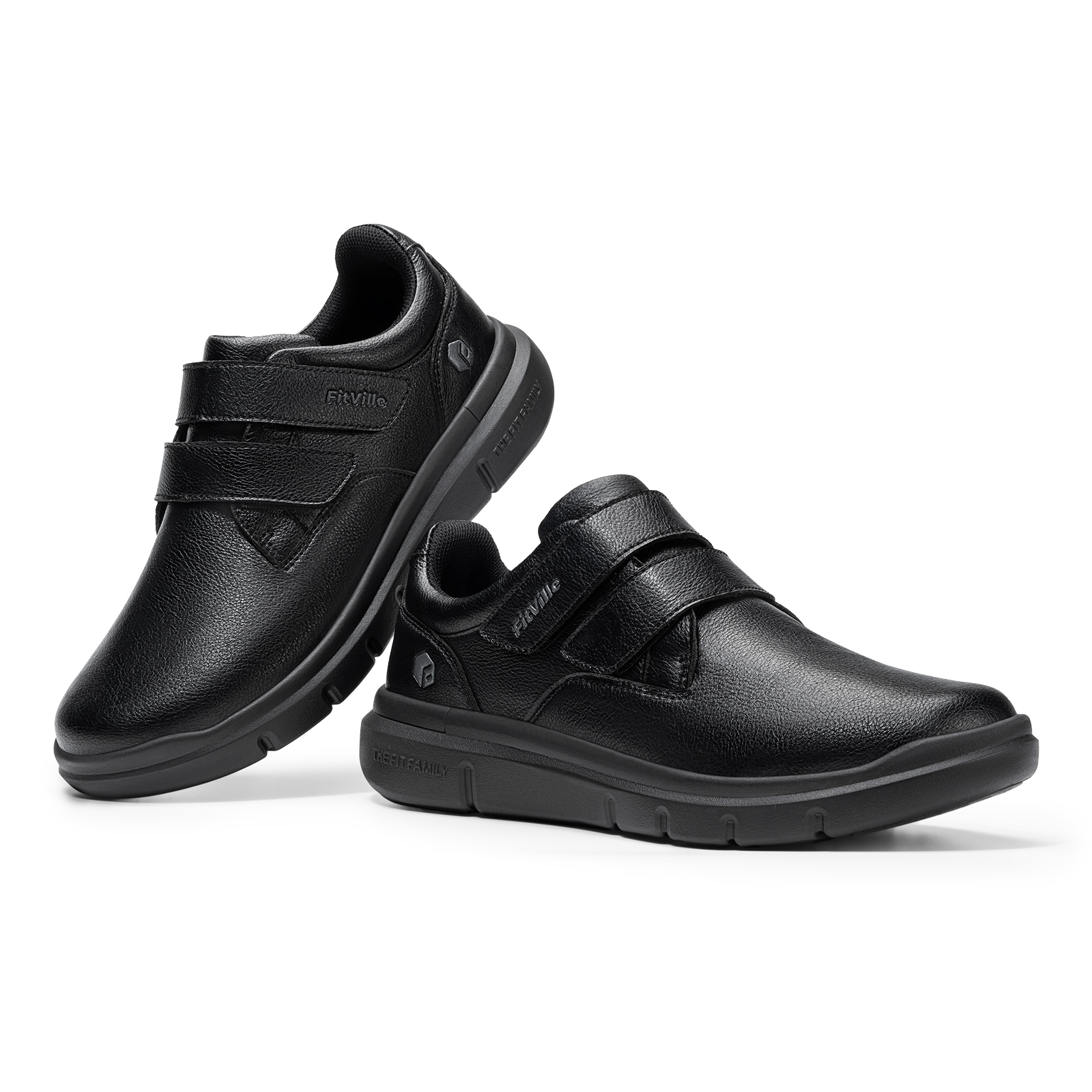 FitVille Men's Slip-Resistant Wide Casual Dress Shoes with Adjustable Fit Comfort Dress Shoes with Hook & Loop For Men