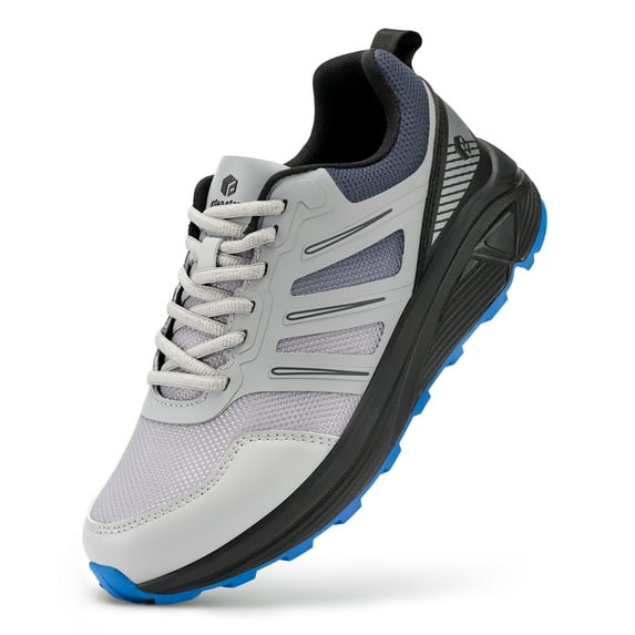 FitVille Men's Trail Running Shoes with Arch Support, Gray, Size 11 Wide