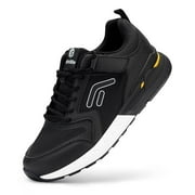 FITVILLE Men's Walking Shoes Extra Wide Hands Free Sneakers Hook and Loop Strap Running Shoes, Black, 12 x-Wide