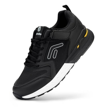 FitVille Men's Walking Shoes Extra Wide Hands Free Sneakers Hook and Loop Strap Running Shoes, Black, 12 x-Wide