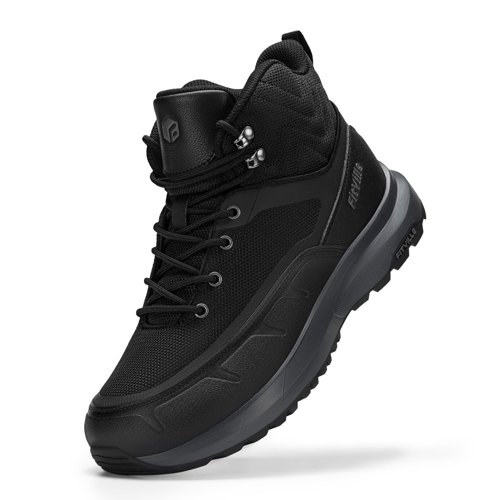 FitVille Men's Wide Boots Water-Resistant Outdoor Hiking Boots Slip-Resistant Breathable Shoes for Men with Arch Support