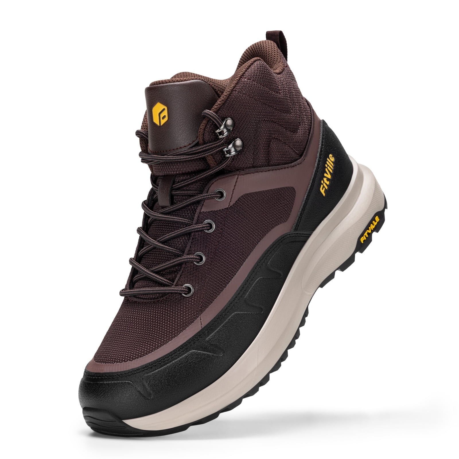 FitVille Men's Wide Boots Water-Resistant Outdoor Hiking Boots Slip-Resistant Breathable Shoes for Men with Arch Support