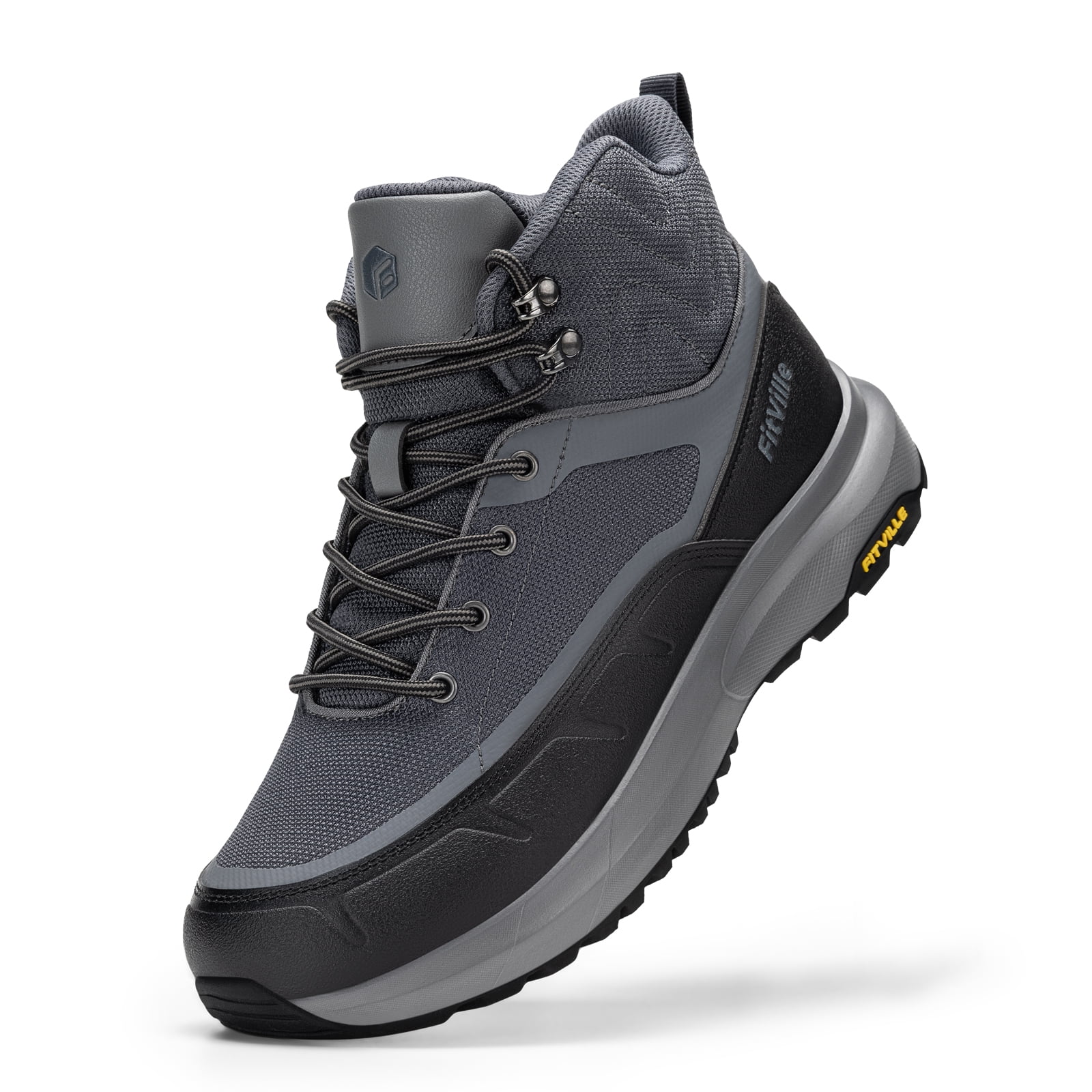 FitVille Men's Wide Boots Water-Resistant Outdoor Hiking Boots Slip-Resistant Breathable Shoes for Men with Arch Support