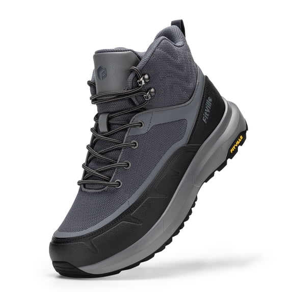 FitVille Men's Wide Boots Water-Resistant Outdoor Hiking Boots Slip-Resistant Breathable Shoes for Men with Arch Support