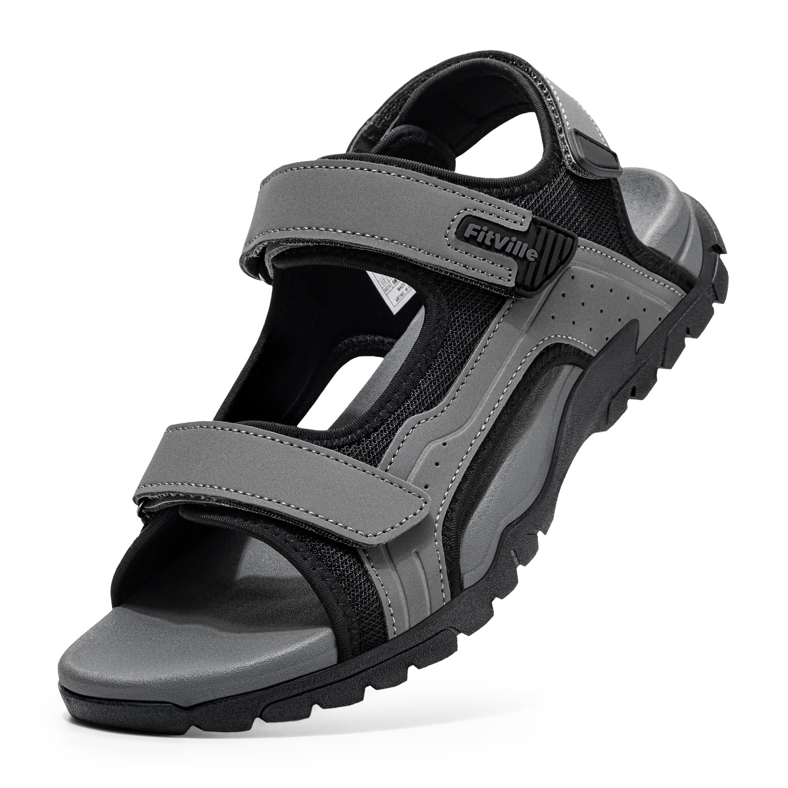 FitVille Grey Suede Arch Support Sandals Men\'s Size 10-10.5 Adjustable Straps Amazon.com | FitVille Diabetic Sandals for Men Wide Width  main image 4