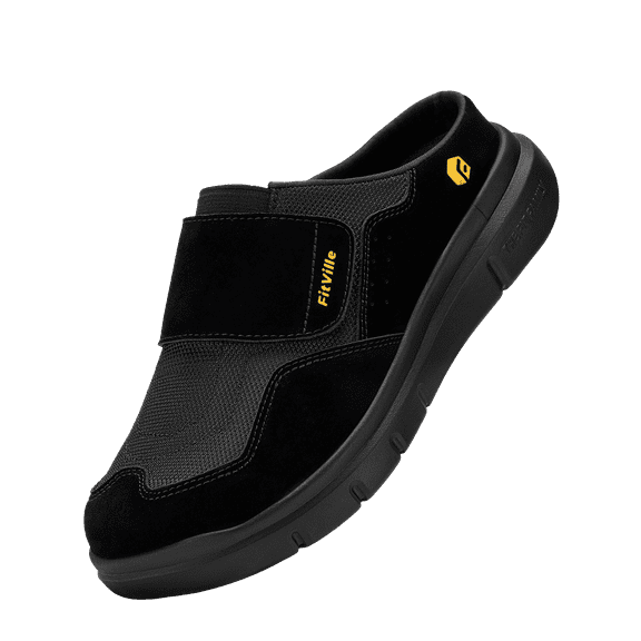 FitVille Men's Wide Diabetic Slipper with Arch Support & Slip Resistance