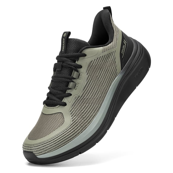 FitVille Men's Wide Fit Arch Support Thick-Sole Walking Shoes Tear-Resistant Upper All-Day Comfort Shoes