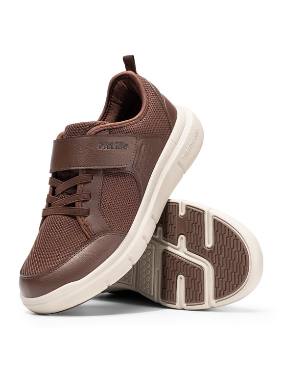 Men's Wide Fit Hook&Loop Walking Shoes Slip-Resistant Casual Shoes For Foot Pain Relief