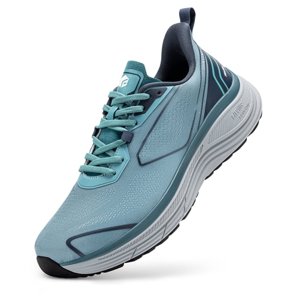 FitVille Men's Wide Fit Slip - Resistant Running Shoes Thick-Sole Upgraded Arch Support Shoes with Rebound Cushioning for Men