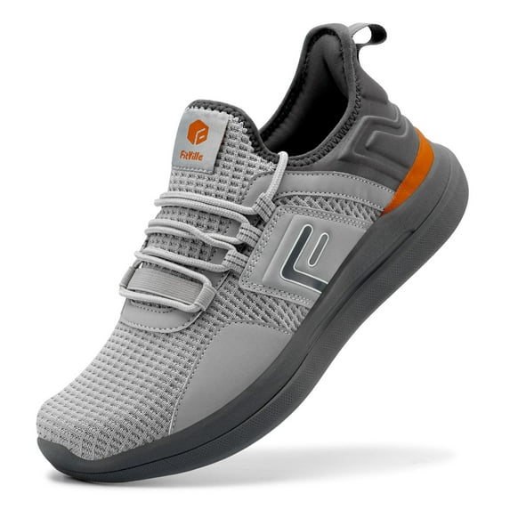 FitVille Men's Wide Road Running Shoes, Lightweight Breathable Athletic Sneakers, Gray, 8.5 Wide