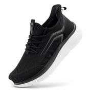 FitVille Mens Extra Wide Walking Shoes Athletic Sneakers Lightweight for Hands Free, Black, 10.5 x-Wide