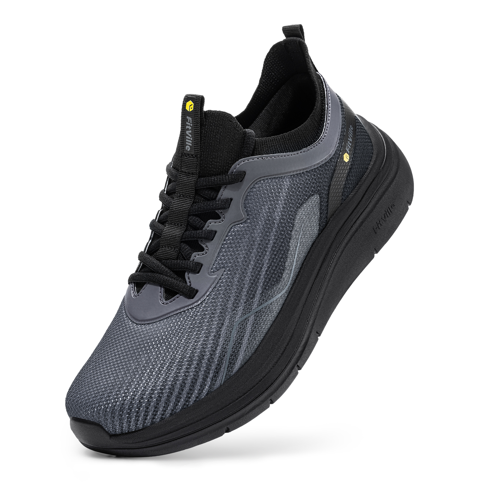 FitVille Wide Walking Shoes for Men, Mens Water-Repellent & Lightweight Sneakers with Arch Support, Easy On & Off