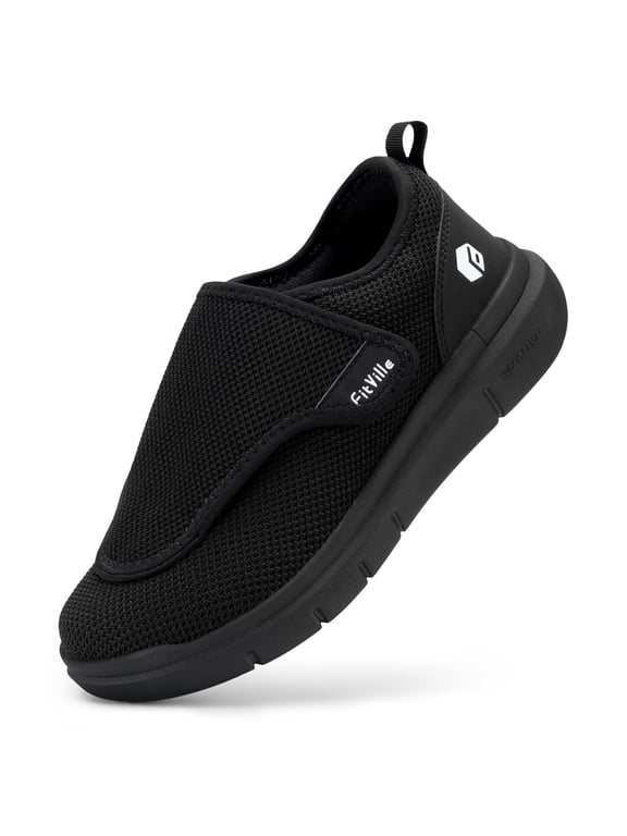 Diabetic Shoes for Men Extra Wide Walking Shoes with Adjustable Straps for Swollen Foot, Black, 10 x-Wide