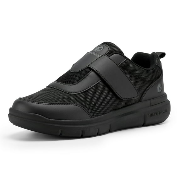 FitVille Mens Diabetic Shoes Extra Wide Width for Diabetic Pain Relief (Jet Black, 9.5 Xx-Wide)