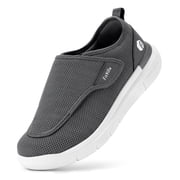 FitVille Mens Diabetic Shoes Wide Walking Shoes for Swollen Foot, Deep Gray, 12 Wide
