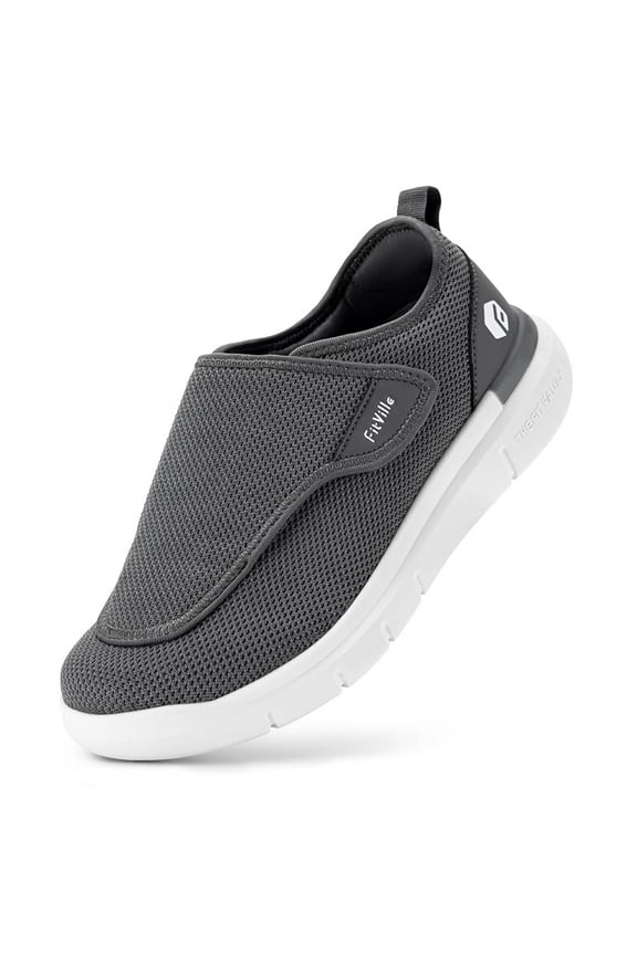 Mens Diabetic Shoes Wide Walking Shoes for Swollen Foot, Deep Gray, 12 Wide