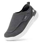 FitVille Mens Diabetic Shoes Wide Walking Shoes for Swollen Foot, Deep Gray, 9 Wide