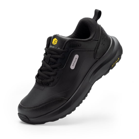 FitVille Mens Extra Wide Hiking Shoes Outdoor Low-top Waterproof Work Shoes Soft Toe with Arch Support-Rugged Core