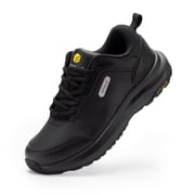 FitVille Mens Extra Wide Hiking Shoes Outdoor Low-top Waterproof Walking Shoes with Arch Support, Black, 9 x-Wide
