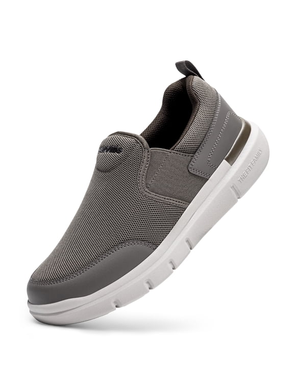 Mens Extra Wide Slip on Casual Loafers Lightweight Breathable Walking Shoes, Stone Taupe/Brown, 12 X-Wide
