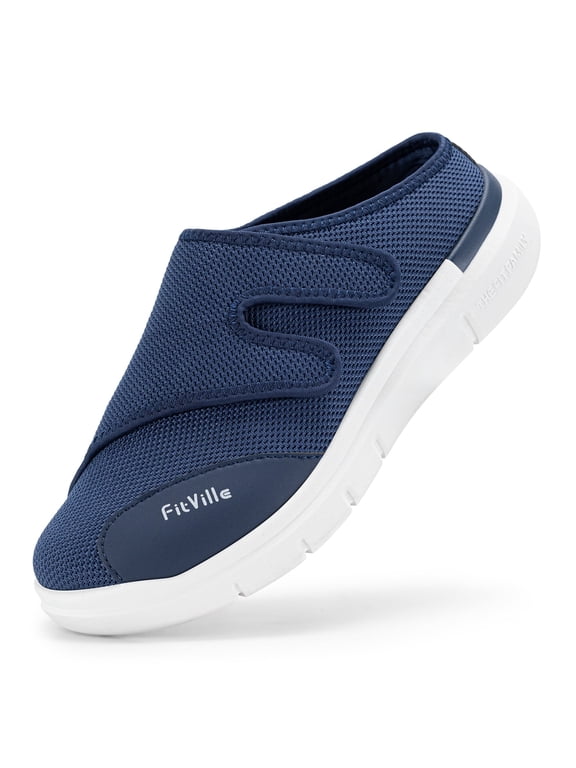 Mens Extra Wide Slippers Slip-On Walking Shoes for Men, Indigo Blue, 15 X-Wide