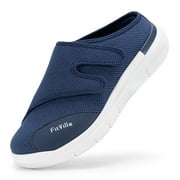 FitVille Mens Extra Wide Slip on Slippers Walking Shoes for Men, Indigo Blue, 9 x-Wide