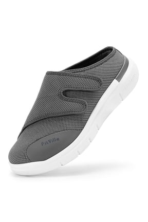 Mens Extra Wide Diabetic Slippers Slip on Walking Shoes for Plantar Fasciitis, Shadow Gray, 10 x-Wide