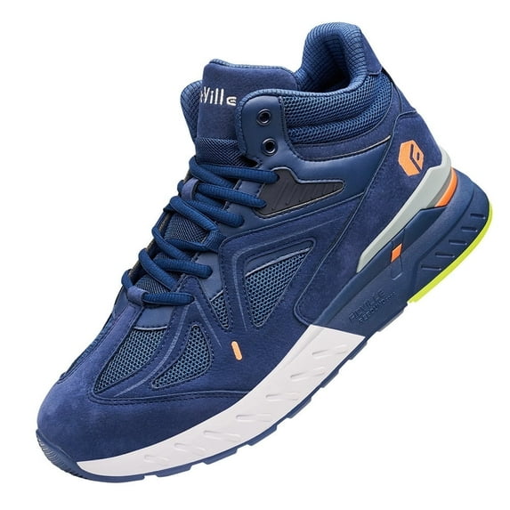 FitVille Mens High Top Extra Wide Basketball Shoes Sneakers for Men with Arch Support, Blue, 13 x-Wide