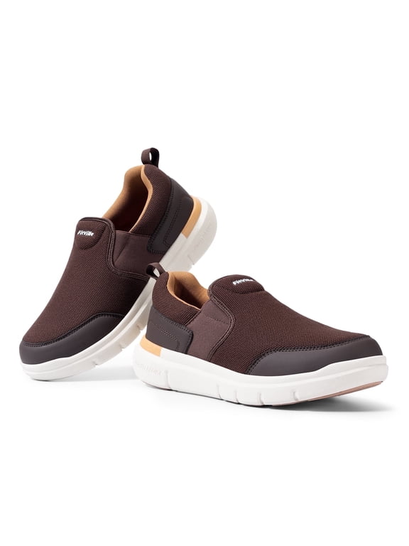 Extra Wide Mens Slip on Shoes Casual Loafers Lightweight Breathable Walking Shoes for Men, Coffee, 13 x-Wide