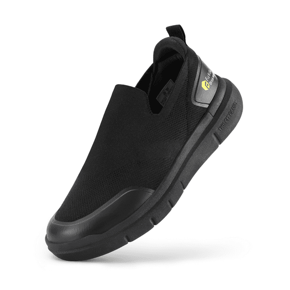 FitVille Mens Slip on Shoes Wide Width for Plantar Fasciitis Foot Pain Relief, Black, 11.5 x-Wide