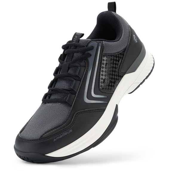 FitVille Tennis and Pickleball Sneakers Wide Toe Box and Arch Support Indoor Outdoor Men's Athletic Shoes Black Size 11.5 Wide