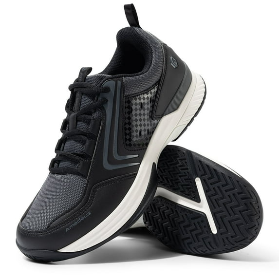 FitVille Tennis and Pickleball Sneakers Wide Toe Box and Arch Support Indoor Outdoor Men's Athletic Shoes Black Size 11 X-Wide