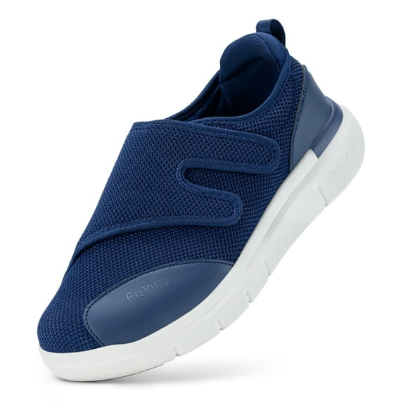 FitVille Mens Walking Shoes Extra Wide Orthopedic Diabetic Shoes for Men (Midnight Blue, 9 x-Wide)