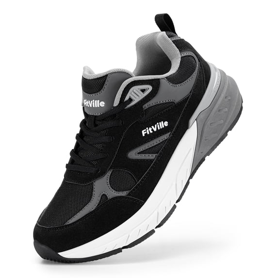 FitVille Mens Walking Shoes Extra Wide Width Athletic Sneakers with Arch Support for Foot Pain Relief, 10.5 x-Wide