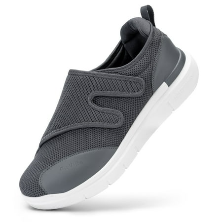 FitVille Extra Wide Diabetic Shoes for Men Adjustable Walking Shoes for Swollen Foot, Charcoal Blue, 12 x-Wide