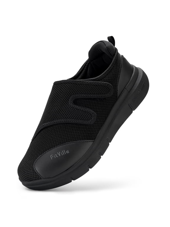 Mens Walking Shoes Extra Wide Width Orthopedic Diabetic Shoes for Men (Black, 11.5 Xx-Wide)