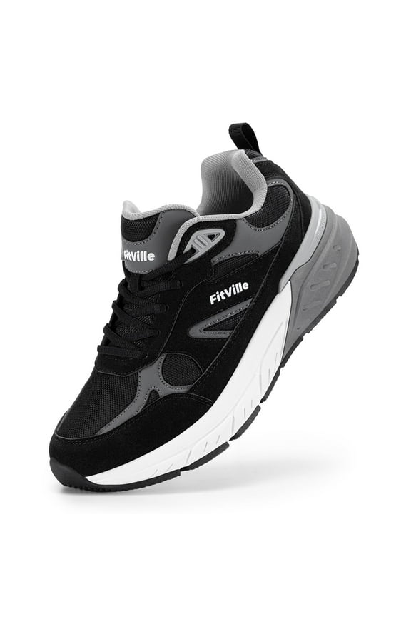 Mens Walking Shoes Wide Athletic Sneakers with Arch Support, Black, 11 Wide