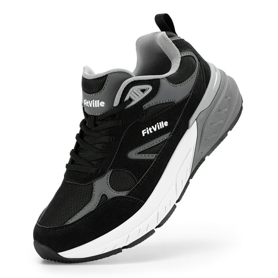 FitVille Mens Walking Shoes Wide Width Cushioning Athletic Sneakers, 12.5 Wide