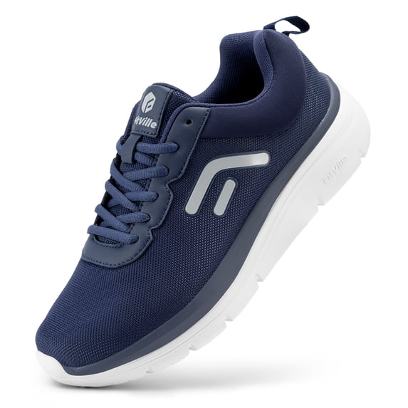 FitVille Mens Walking Shoes Wide Width Lightweight Men’s Wide Athletic Sneakers (Dark Blue, 14 Wide)