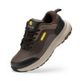 thumbnail image 1 of FitVille Mens Wide Hiking Shoes Low-top Waterproof Sneakers with Arch Support, Coffee, 9 Wide, 1 of 5