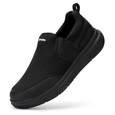 FitVille Mens Wide Slip on Casual Loafers Lightweight Breathable Walking Shoes, Black, 11.5 Wide