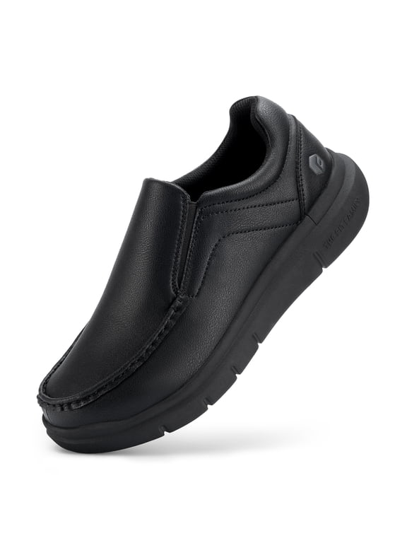 Mens Wide Slip on Shoes Dress Shoes Leather Loafers Business Casual Shoes ( Black, 9.5 Wide)